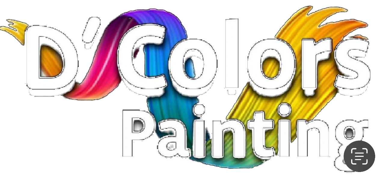 D’Colors Painting logo with colorful brushstrokes and raised lettering